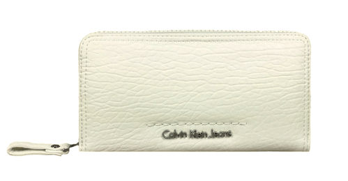 Calvin Klein Jeans Daze Large Zip Around Weiß, Damen-Geldbörse Portemonnaie Wallet