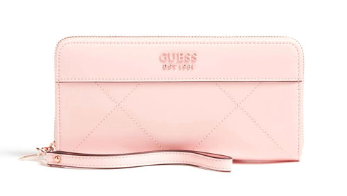 GUESS KATEY Large Zip Around Rosa, Damen-Geldbörse Portemonnaie Wallet