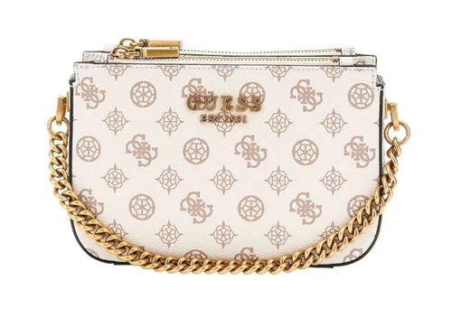 GUESS FYNNA Mini Status Crossbody Cream Logo, Damentasche Umhängetasche Handbag